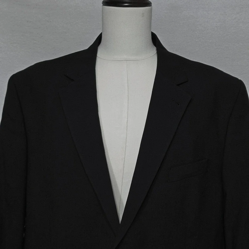 Oak Hill Blazer Mens 52 Black Wool Stretch Two Button Big Tall Suit Jacket